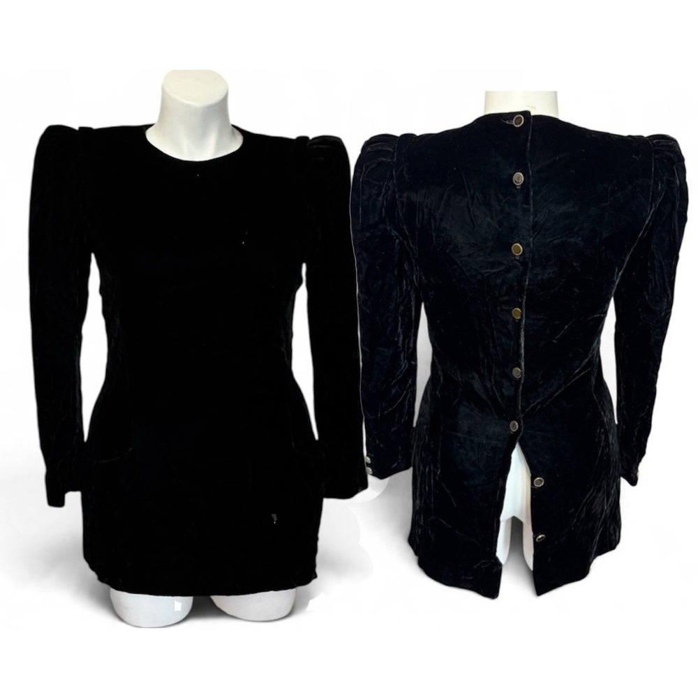 Vintage 1980s Richard Warren for Saks Fifth Avenue Velvet Tunic Back Button 10 - Picture 1 of 14